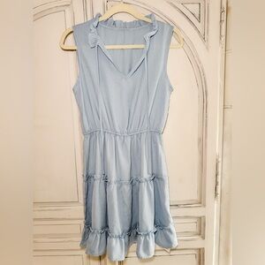 NWT Light Blue Sleeveless Ruffle Dress, Sz S/M